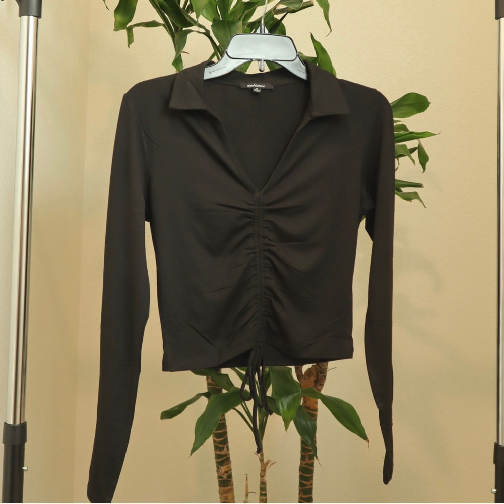 Long Sleeve Black Shirt V Neck